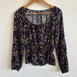 PAIGE Odalynn Floral Long Sleeve Top in Black Multi Size Small , romantic, Boho
